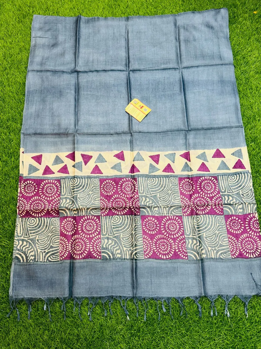 Pure Handloom Tussar Silk Dress Materials | Top & Dupatta Only